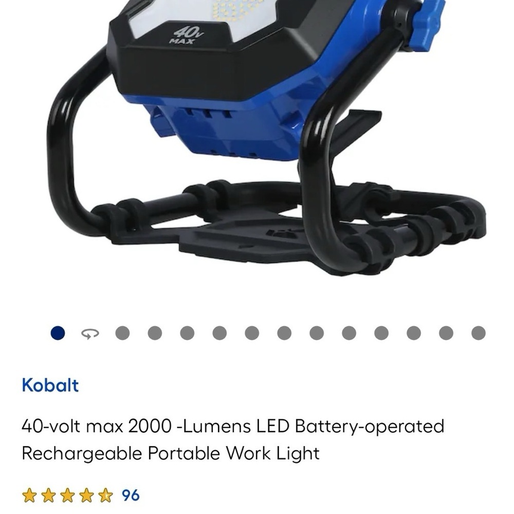 Kobalt Blue Rechargeable Portable Work Light